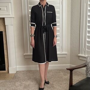 Chic Black and White Women's Shirt Dress